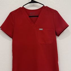 Figs red Catrina V Neck Scrub top 