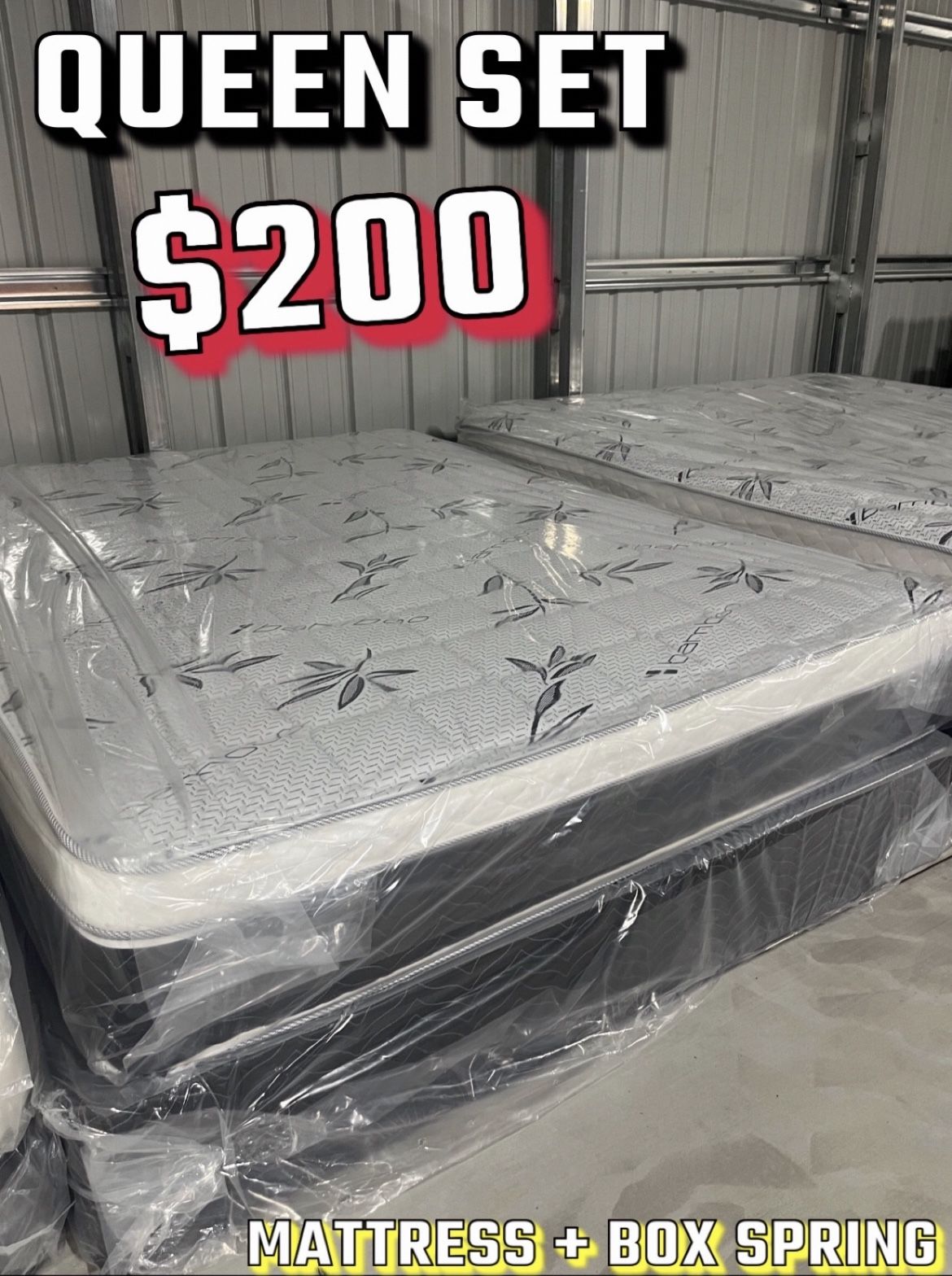 Queen Size Pillow Top Mattress With Box Spring Included