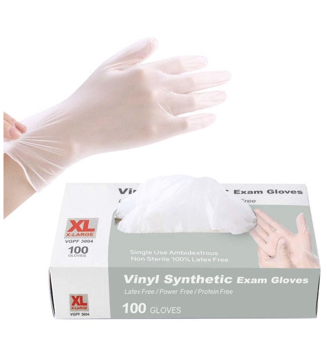 Disposable Gloves, Squish Clear Vinyl Gloves Latex Free Powder-Free Glove Health Gloves for Kitchen Cooking Food Handling, 100PCS/Box, X-Large