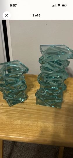 Stacked glass sculptures signed by artist