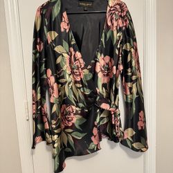 Donna Ricco Floral Tie Blouse Size 16