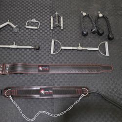 assortment of cable attachments and belts