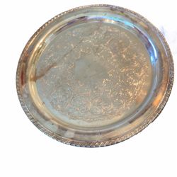 Vintage Wm. Rogers Silver Round Serving Tray