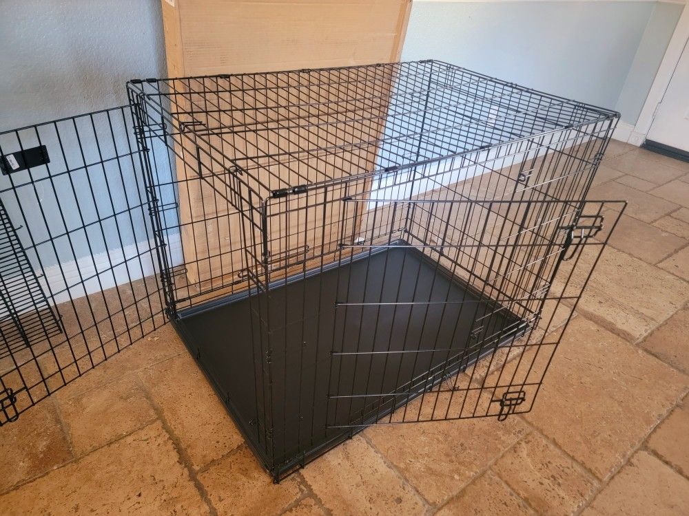 NEW IN BOX! XL'XXL Dog Crate 2 Door Folding Portable Animal Cage & Tray Up To 90lbs Pet Kennel Jaula De Mascota Nuevo En Caja