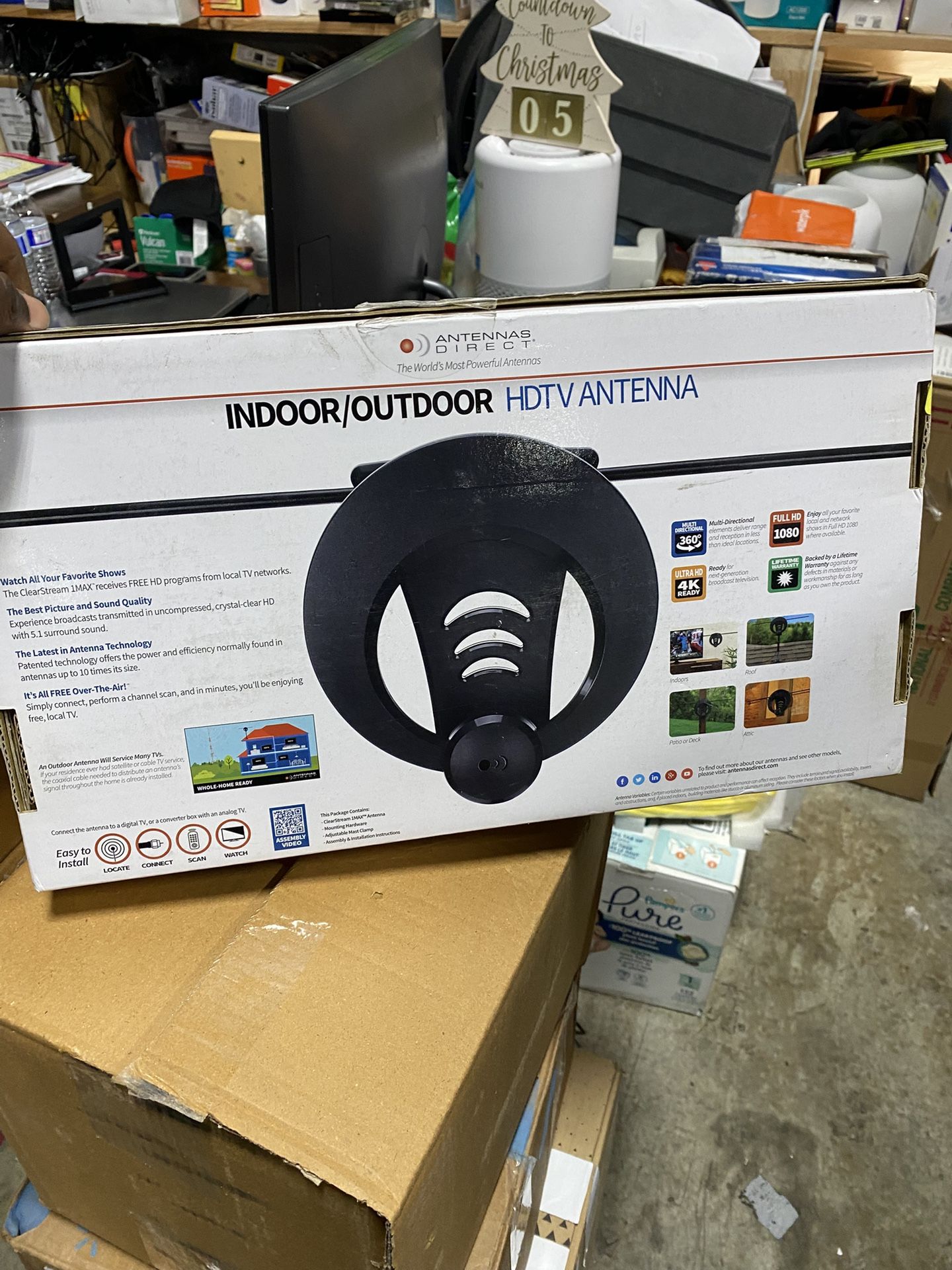 Indoor Outdoor HDTV Antenna, UHF VHF, Multi-Directional, 40+ Mile Range – UHD 4K, NEXTGEN TV Ready, Black