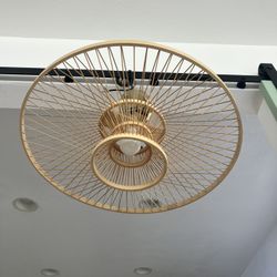 Antique Wooden Light Fixture 24” Diameter, Bulb Included 