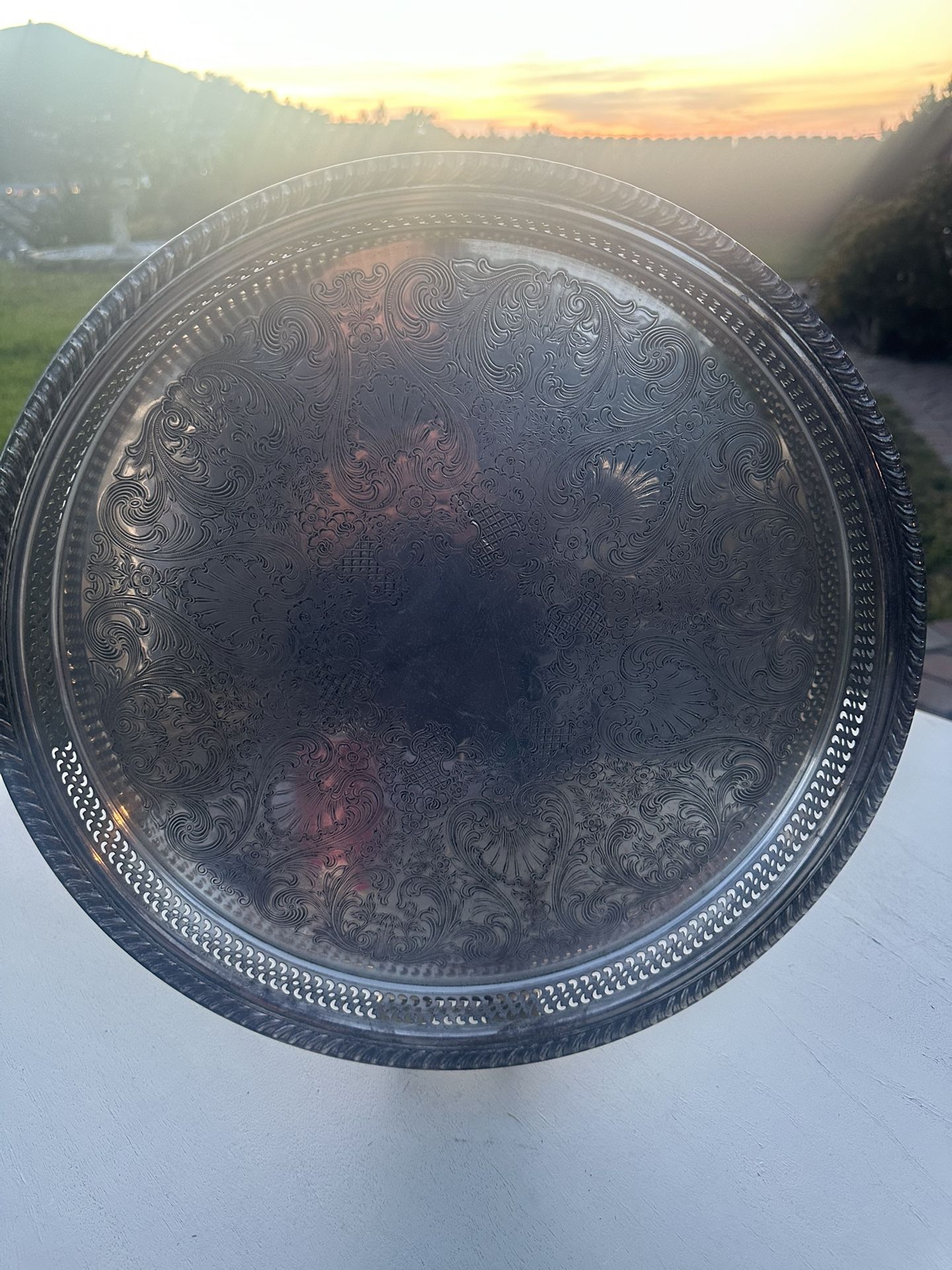 Vintage Wm. Rogers Silverplate Victorian Decor Tray Ornate Serving Platter