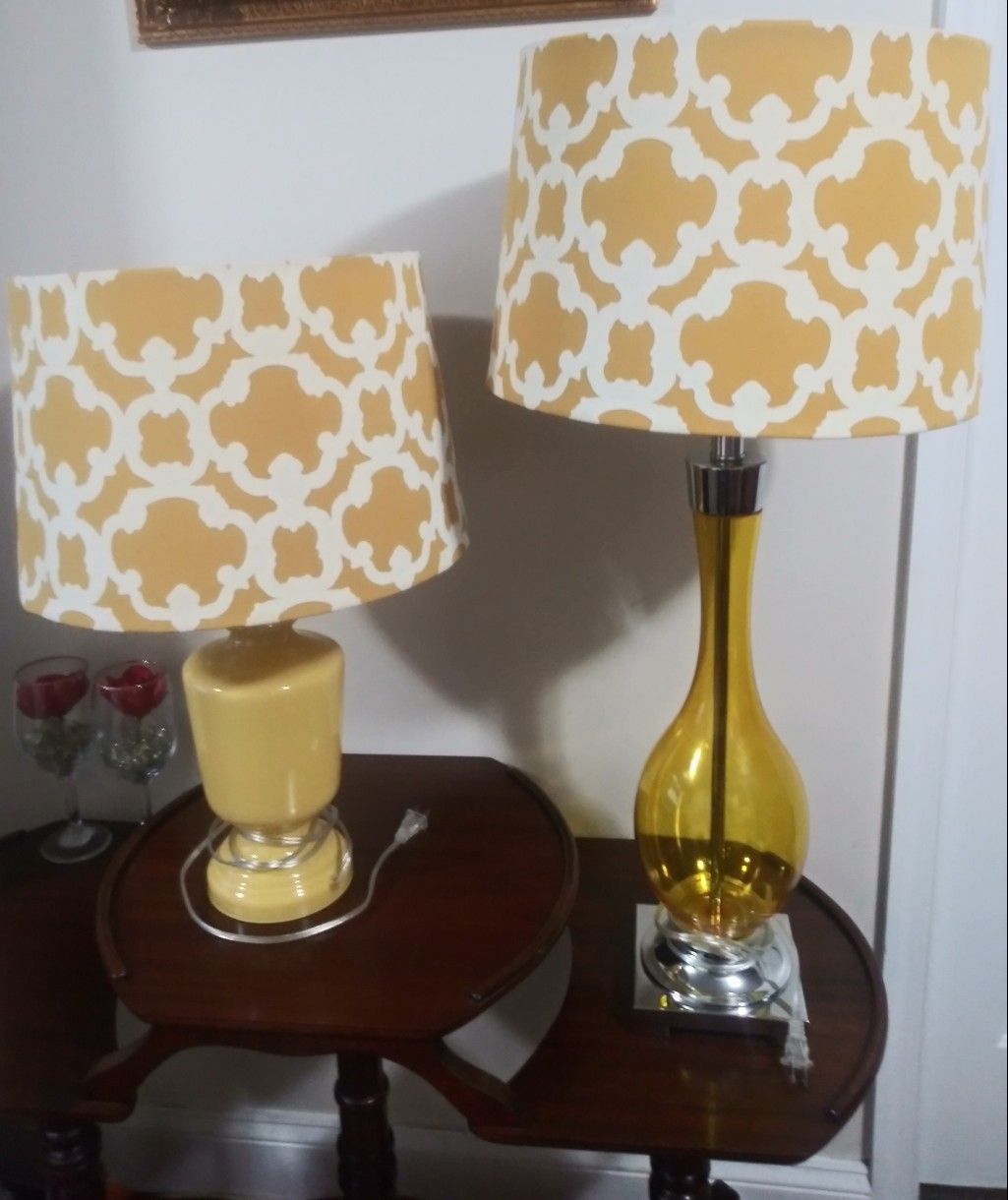 2 Glass Yellow lamps (almost new)