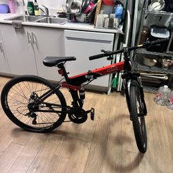 24/26/27.5 Inch Foldable Bikes for Adults 21 Speed Mountain Bike, Adult Bicycle with High Carbon Steel Frame, Full Suspension, Dual Disc Brake & Adjus