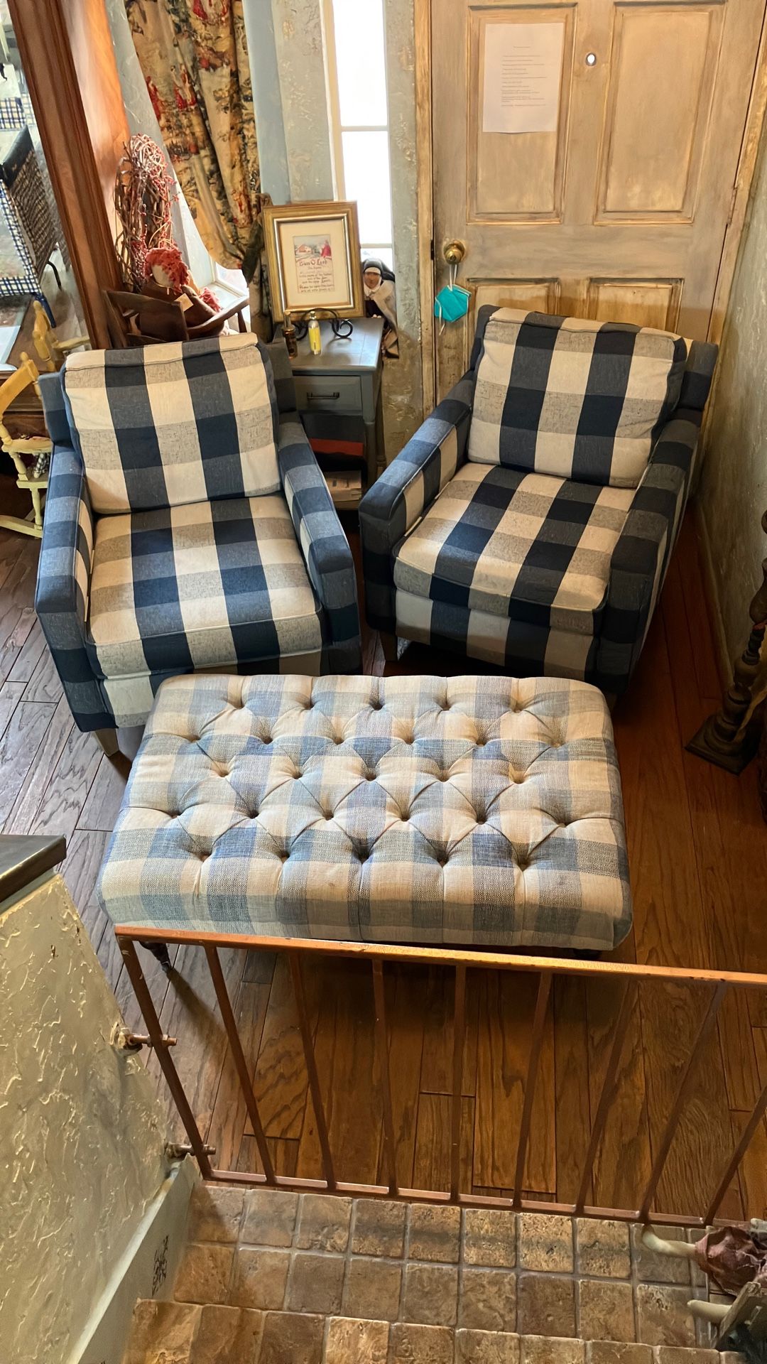 2 living room, chairs, and ottoman