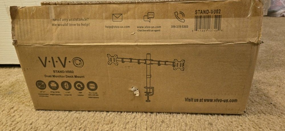 VIVO Dual Monitor Desk Mount, Heavy Duty Fully Adjustable Steel Stand, Holds 2 Computer Screens.