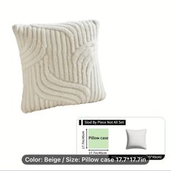 1pc Decorative Square Plush Pillow Case 17.7”x17.7”