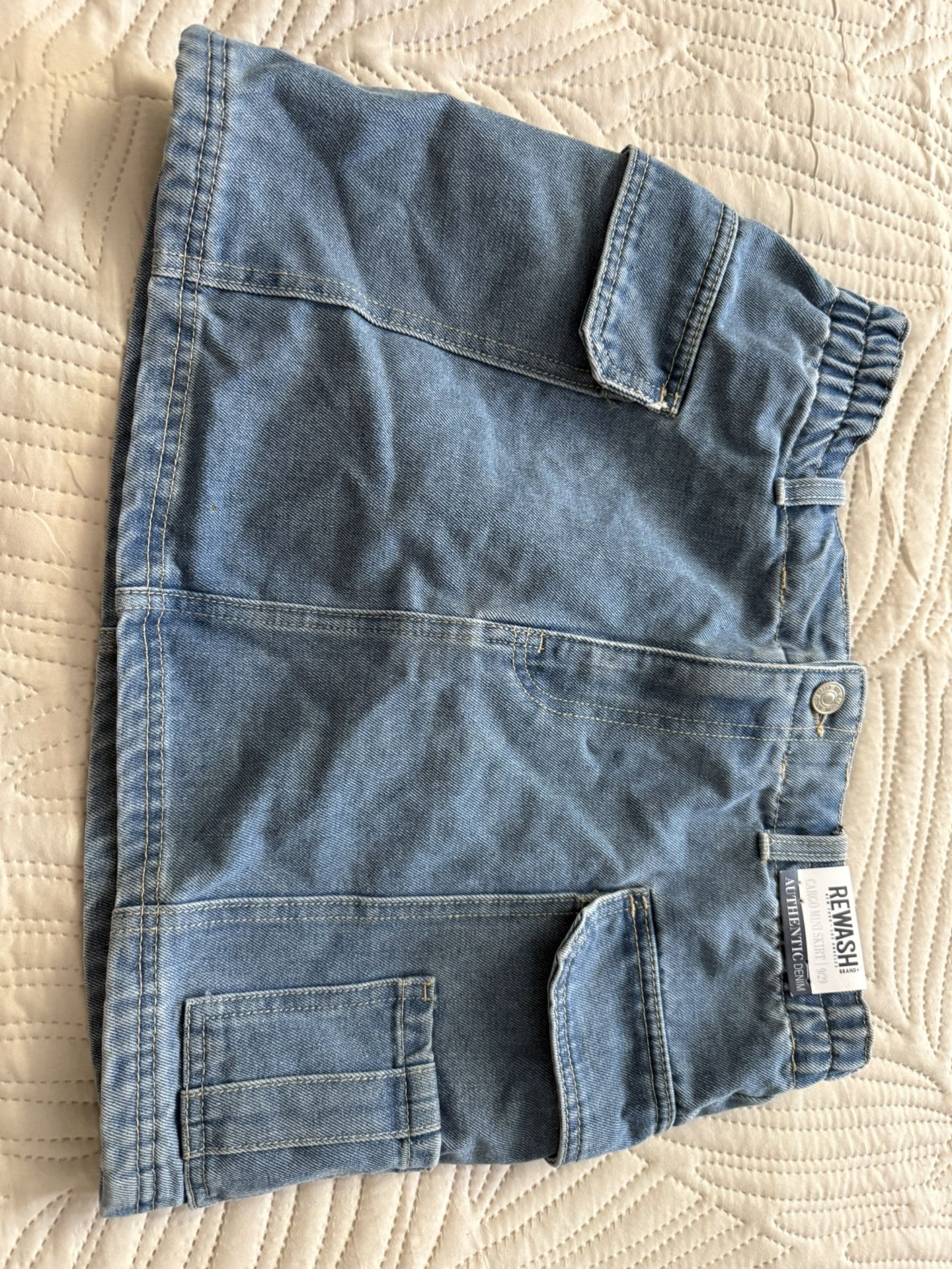 Rewash Cargo Mini Skirt Womens Size 29 Blue Denim Utility Y2K NWT