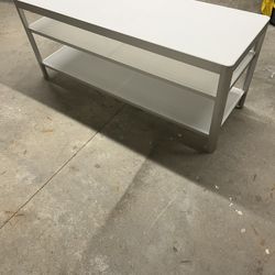 Center Glass Table, White Size  47” Wide, 15 1/2”, 19” Tall