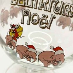 Delirium Tremens PInk Elephant Noel Tulip Beer Glass 2 Huyghe Brewery   Chalice Goblet Christmas