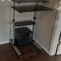 Standing or Sitting Mobile Computer Cart with Wheels