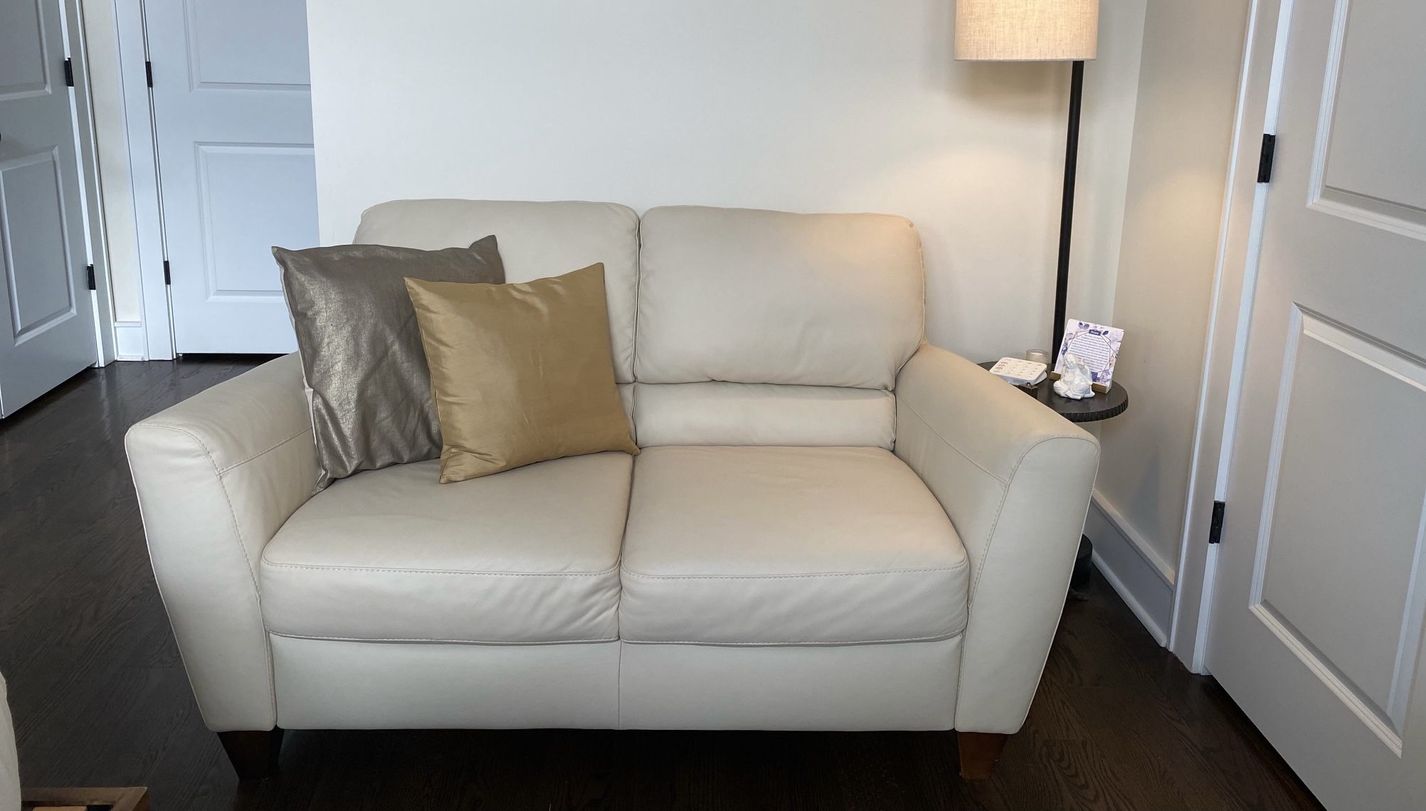 Leather Cream Love Seat