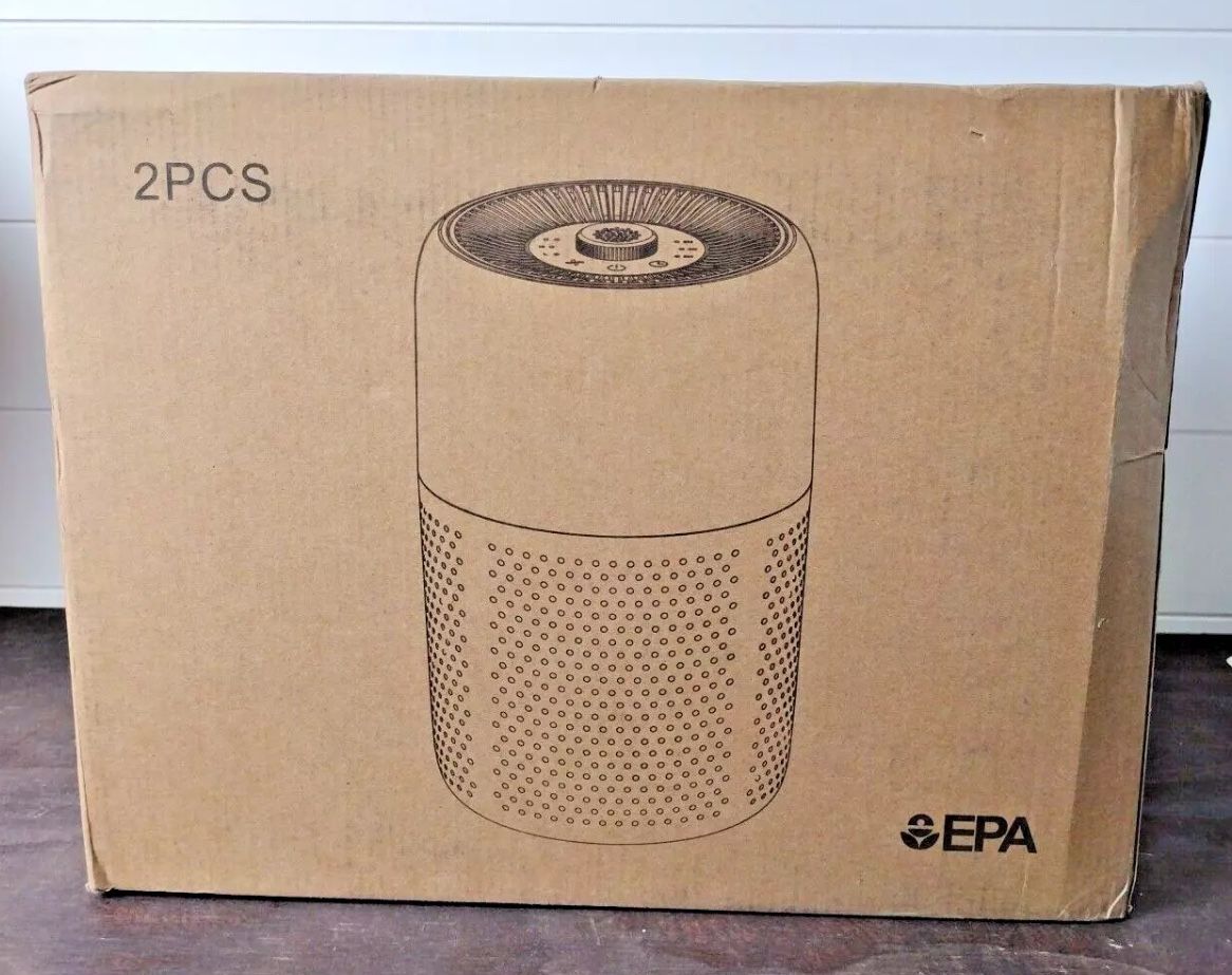 2 Pack TPLMB Air Purifiers for Bedroom H13 HEPA Filters Fragrance Sponge White