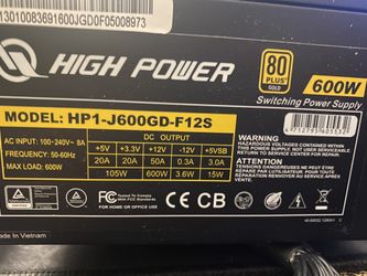 High Power 80 Plus Gold 600w
