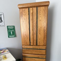 Rotating Mirrored Oak Wardrobe