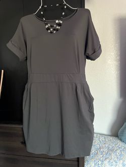 ZENANA OUTFITTERS Dark Grey Dress 1X with Pockets Belted