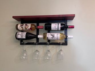wall-mounted wine rack with shelf