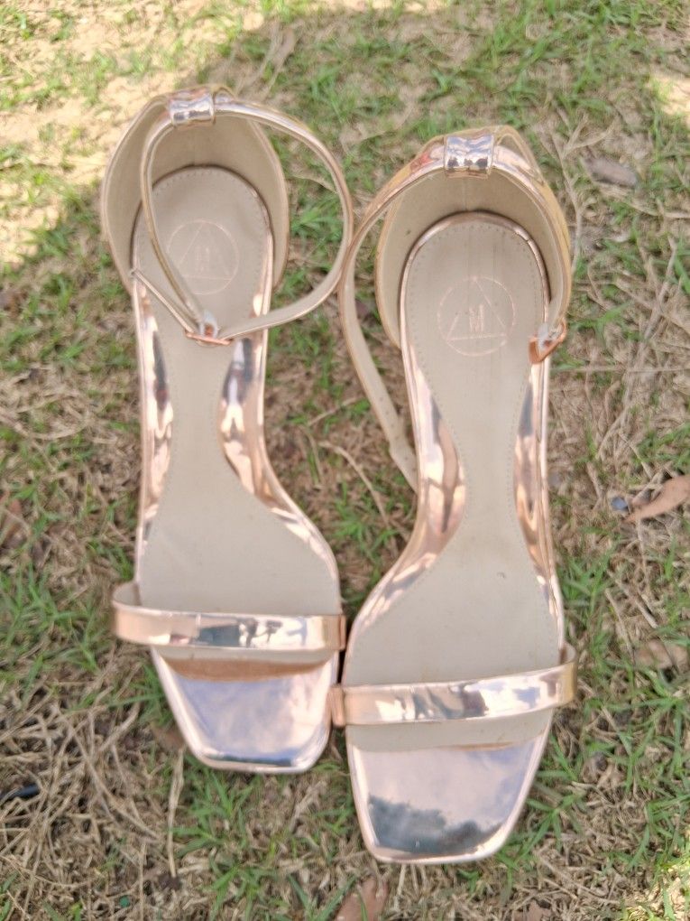 Women Gold Heels Size 10