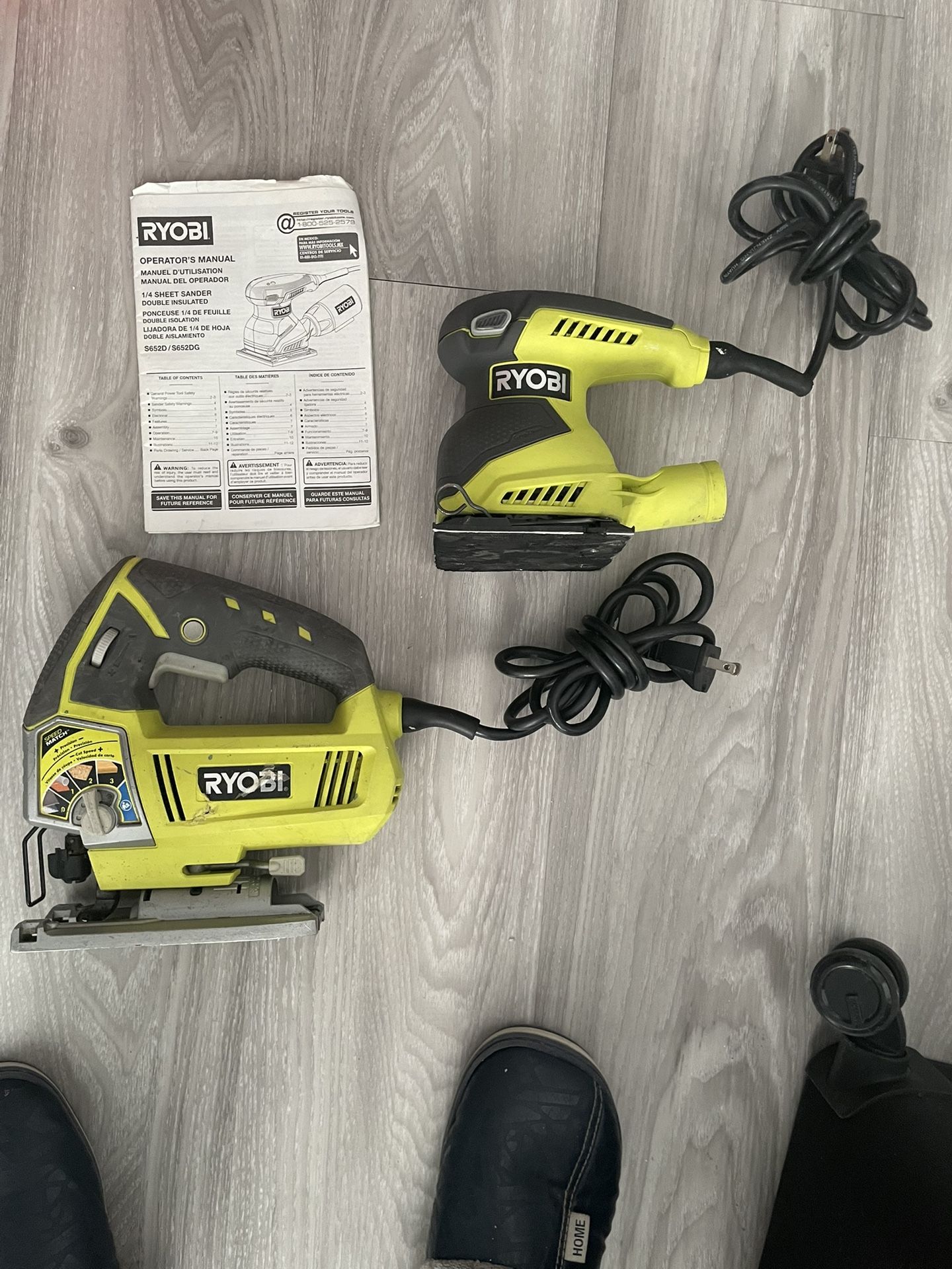 RYOBI HAND SANDER AND ELECTRIC HAND SAW (cord)