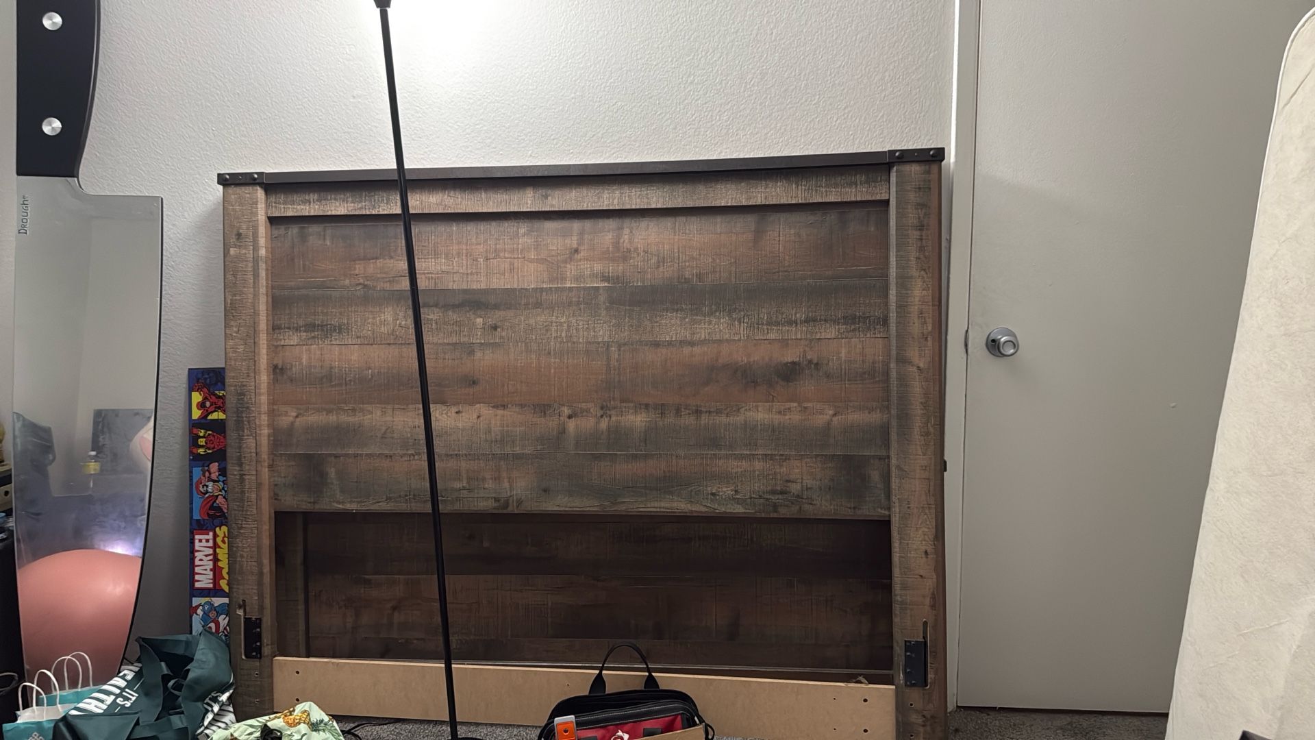 Wooden Bed Frame (Queen) + Mattress, Box Spring