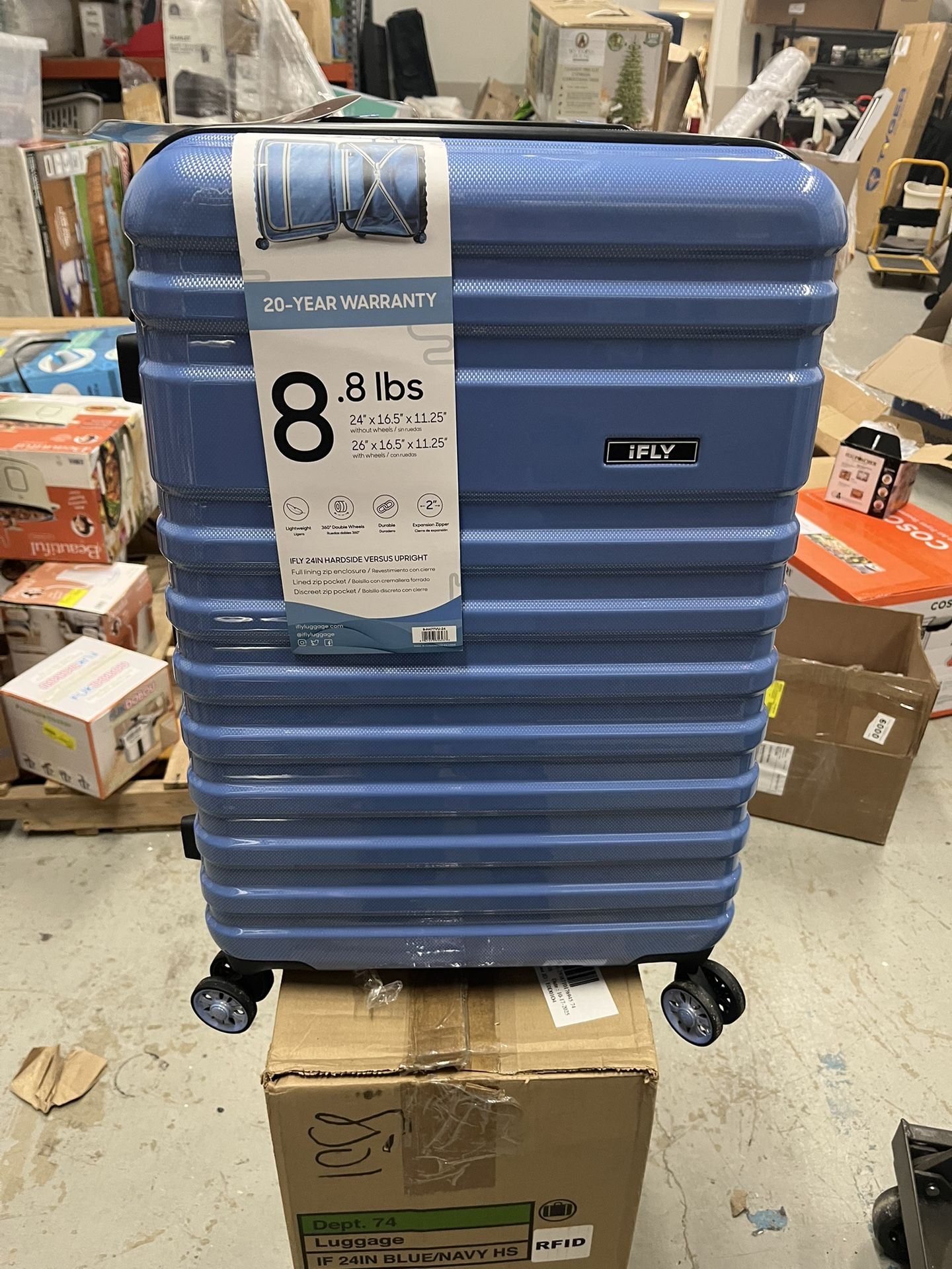 BRAND NEW - 24”IFLY Hardside Spectre Versus Luggage Checked Luggage - Blue