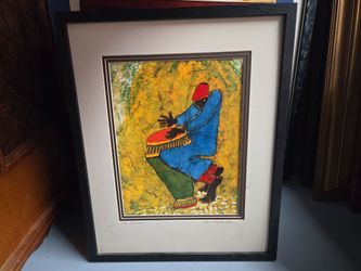 "The Drummer" Framed Batik Art by Paul Nzalamba