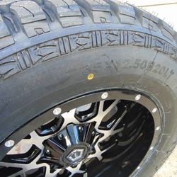 4 New 20X10 Black& Silver TIS Rims & LT 35 12.50 20 Gladiator M/T 10lly Tires 8X170 -19MM Offset 