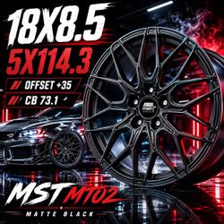 🔥 18X8.5 MST MT02 Matte Black Wheels 🔥