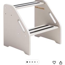 Wooden Toddler Step Stool with Handles, Non-Slip Two-Step Stool for Kids, Height Adjustable, Safe Potty Training Stool for Bathroom, Kitchen, Bedroom