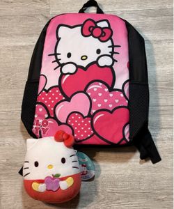 Hello Kitty Backpack and Squishmallow Plush Set