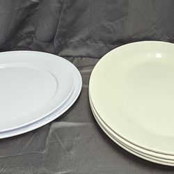 Set of 6 Large Serving Platters – Beige & White Catering Trays