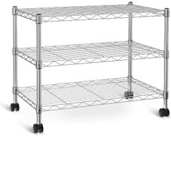  Deluxe Heavy Duty 3-Shelf Shelving Unit, 24.02" D x 13.78"W x 21.97" H, 3 Tier, Chrome
