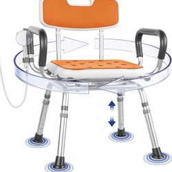 360 Swivel Heavy Duty Shower Chair with Arms and Back, Padded Bath Seat,  Height Adjustable & Hold Up to 400 Lbs
