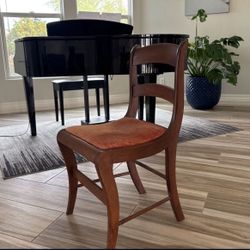 Antique Wood Padded Dining Chair.