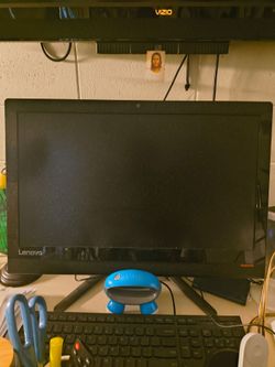 Computer screen and keyboard