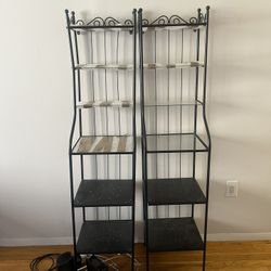 2x Tall Ikea Ronnskar Shelf Organizer Unit Black - Glass & Metal