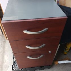 Wooden.3 Drawer Cabinet  Cherry  For $125