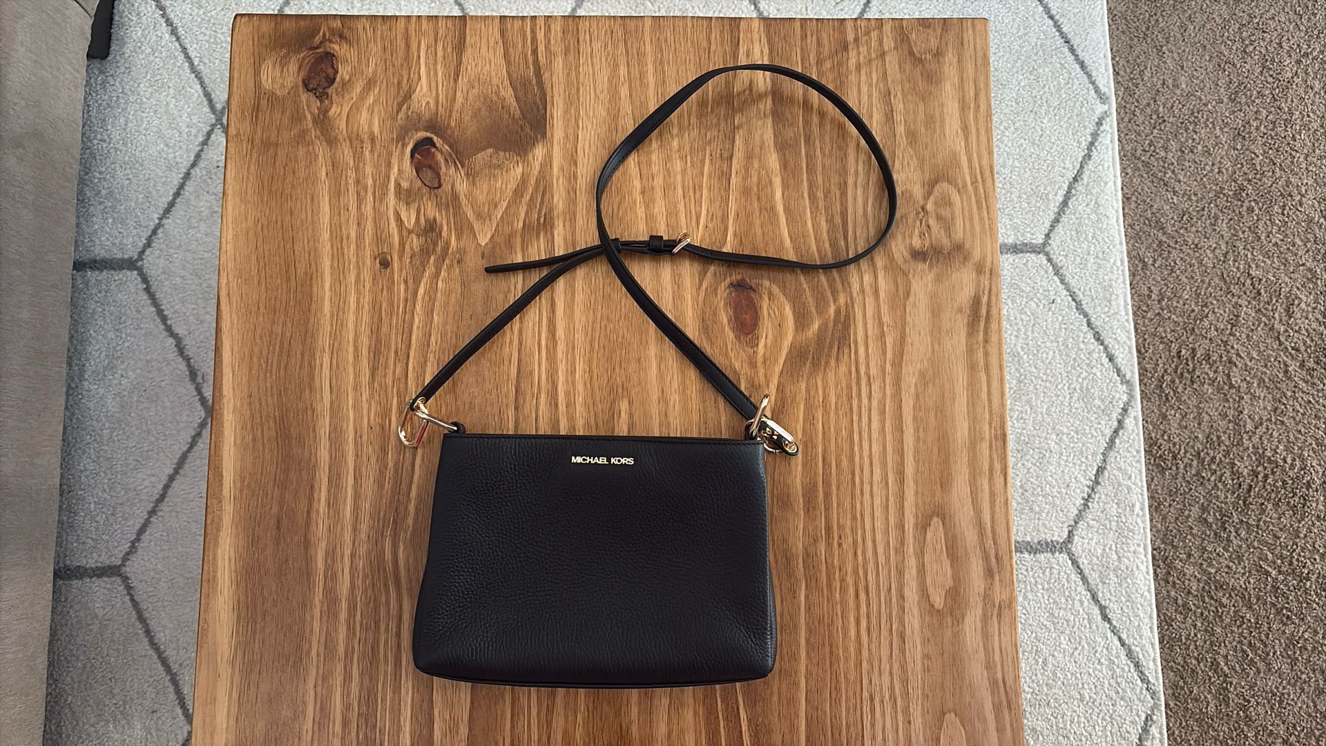 Michael Kors Trisha Black Pebbled Leather Crossbody