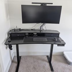 48″ x 24″ Electric Standing Desk with 2 Drawers, C-Clamp Mount Compatible