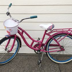 Schwinn Girls Petite Woman Hot Pink With Flower Basket 21” Bike Bicycle