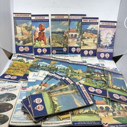 Lot of 33 Gas Station Road Maps Chevron 1948, 1950-70 Los Angeles San Diego