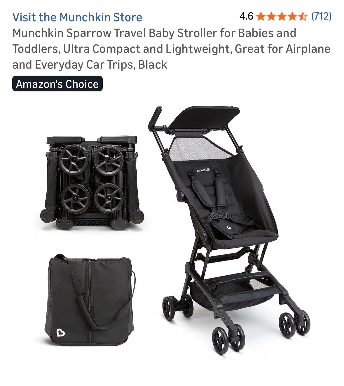 NEW! Munckin Sparrow Travel Stroller