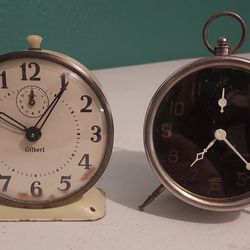 2 antique alarm clocks