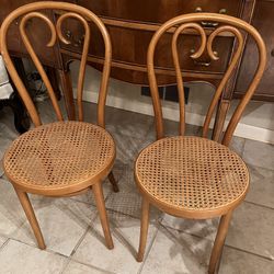 PAIR BENTWOOD MID CENTURY CANE SEE WOOD CHAIRS