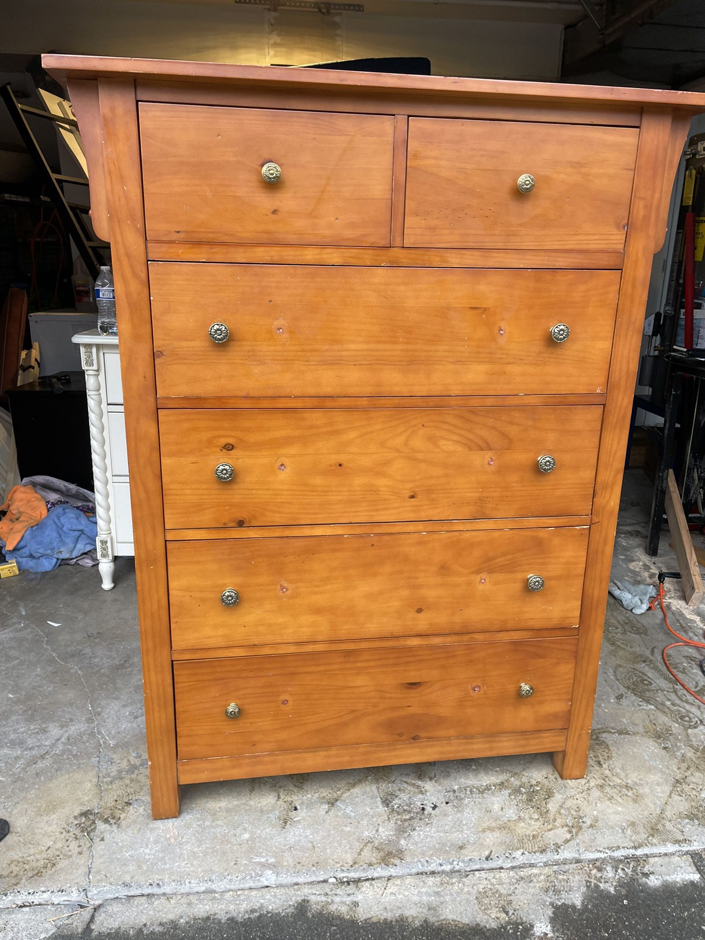 Nice  Tall Wood Dresser With 6 Drawers 